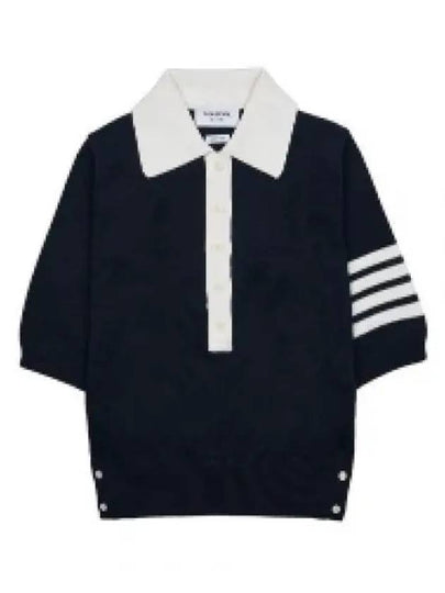 Cotton 4-Bar Hector Polo T- Shirt Navy - THOM BROWNE - BALAAN 2