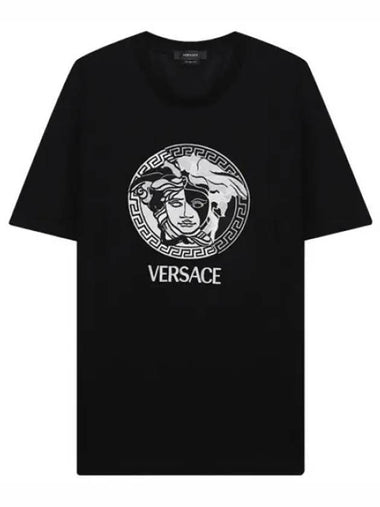 Medusa logo embroidered T shirt - VERSACE - BALAAN 1