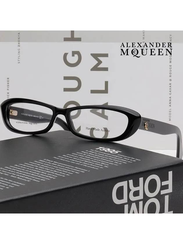 Eyewear Retro Horn-rimmed Gold Eyeglasses Black - ALEXANDER MCQUEEN - BALAAN 3