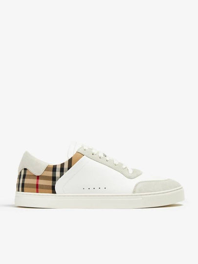 Check Leather Suede Sneakers Natural White Archive Beige - BURBERRY - BALAAN 2