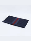 GG three stripes wool silk muffler navy - GUCCI - BALAAN.