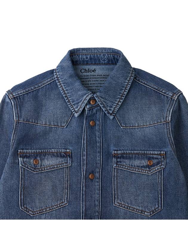 Women's Dempo Classic Denim Shirt Dusky Blue - CHLOE - BALAAN 4