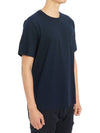 Men's Side Slit Relaxed Short Sleeve T-Shirt Navy - THOM BROWNE - BALAAN 4