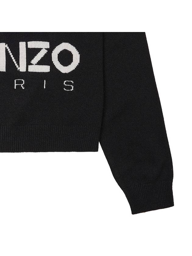 Boke Flower Logo Wool Knit Top Black - KENZO - BALAAN 7