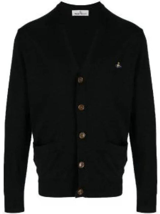 ORB Logo V-Neck Cardigan Black - VIVIENNE WESTWOOD - BALAAN 2