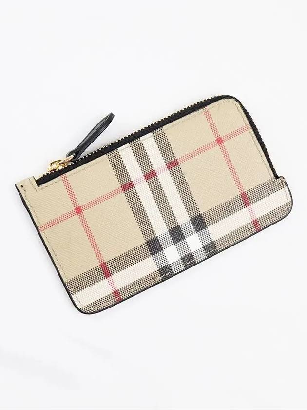 Check Pattern Half Zipper Card Wallet Archive Beige - BURBERRY - BALAAN 4