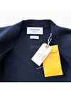 Milano Stitch 4 Bar Classic V Neck Fine Merino Wool Cardigan Navy - THOM BROWNE - BALAAN 3