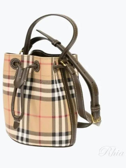 Check Mini Bucket Bag Archive Beige - BURBERRY - BALAAN 2