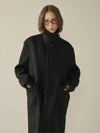 Oversized Out Pocket Felt Mac Coat Black W - KINETO - BALAAN 2