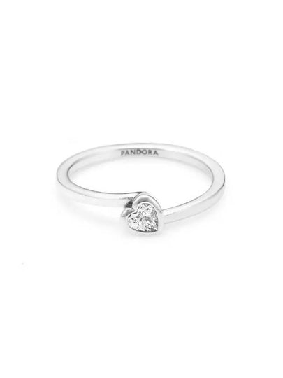 Clear Tilted Heart Solitaire Ring Silver - PANDORA - BALAAN 2