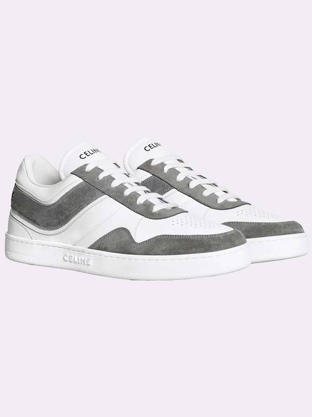 Trainer Suede Calfskin Lace-Up Low Top Sneakers Grey - CELINE - BALAAN 4