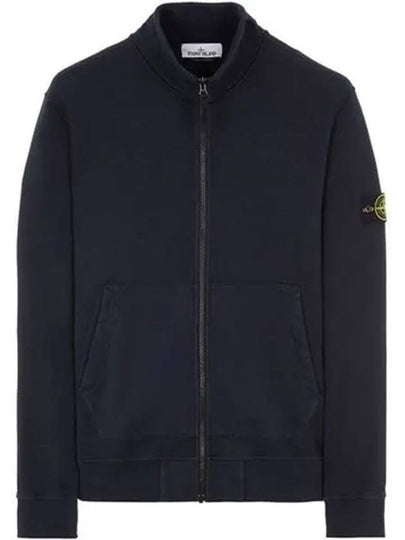 Garment Dyed Cotton Fleece Zip Up Jacket Navy - STONE ISLAND - BALAAN 2