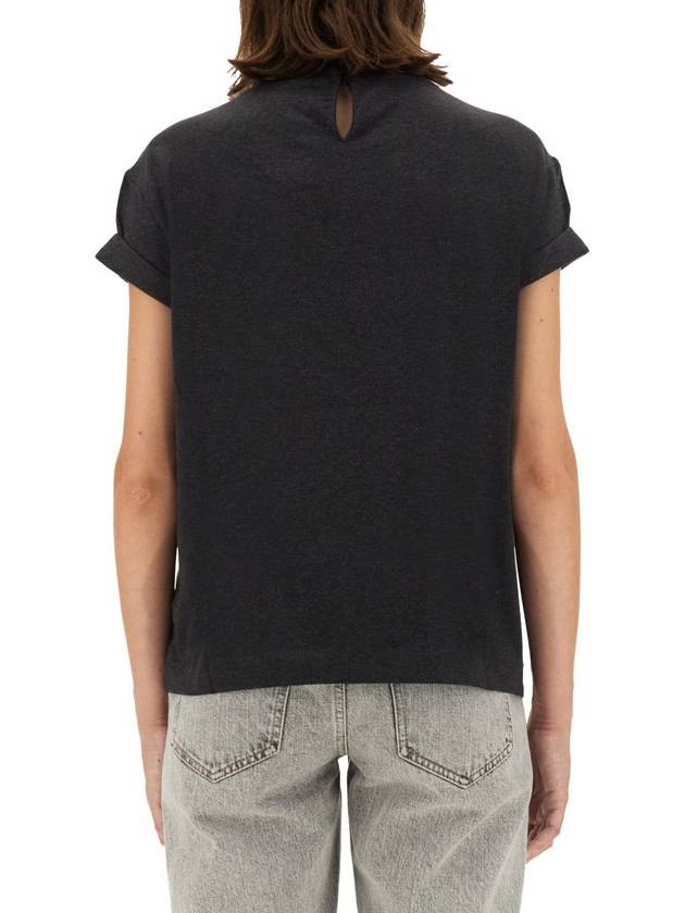 Crew Neck Turn-Up Sleeve Short Sleeve T-Shirt Dark Grey - BRUNELLO CUCINELLI - BALAAN 5