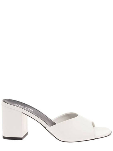 'Anja' White Mules With Block Heel In Patent Leather Woman - PARIS TEXAS - BALAAN 1