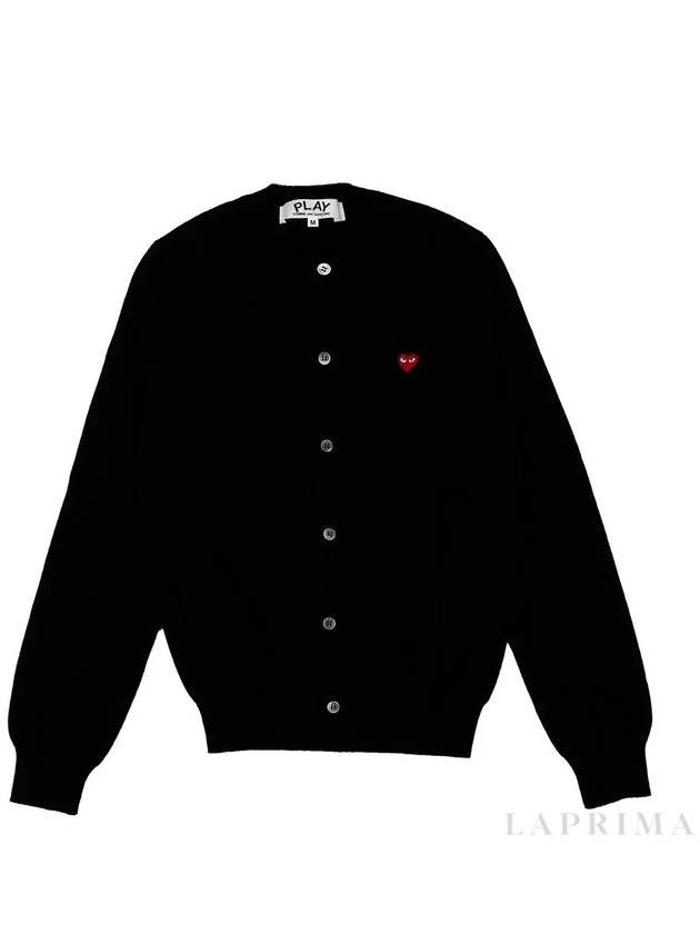 Comme des Gar ons Small Red Heart Wappen Cardigan P1N079 BLACK - COMME DES GARCONS PLAY - BALAAN 1