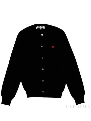 Comme des Gar ons Small Red Heart Wappen Cardigan P1N079 BLACK - COMME DES GARCONS PLAY - BALAAN 1