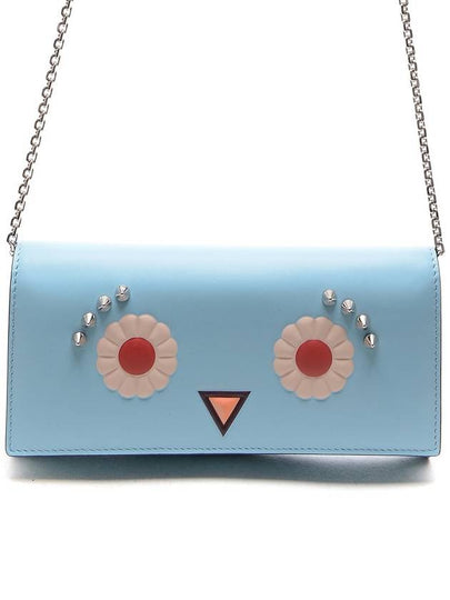 Face Wallet Chain Cross Bag Blue - FENDI - BALAAN 2