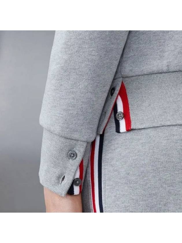 Center Back Stripe Cotton Zip Up Hoodie Light Grey - THOM BROWNE - BALAAN 6