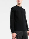 Men's Wappen Patch Crew Neck Wool Knit Top Black - STONE ISLAND - BALAAN 6