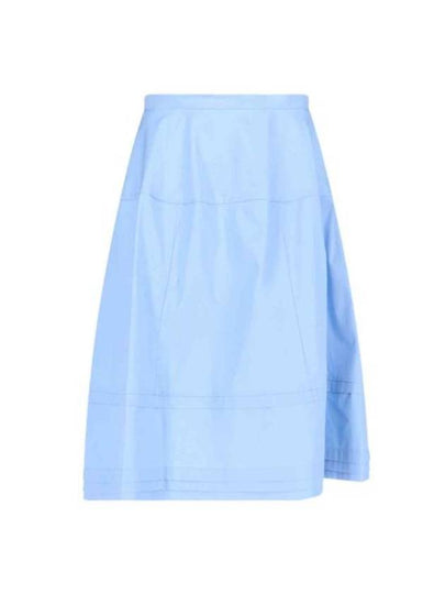 Micro Pleated Cotton A-Line Skirt Blue - MARNI - BALAAN 2