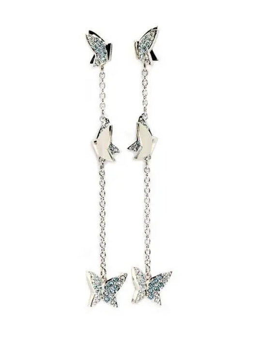 Lilia Butterfly Drop Earrings Blue Silver - SWAROVSKI - BALAAN 2