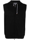 Cotton Sleeveless Zip Up Hoodie Black - BRUNELLO CUCINELLI - BALAAN 1