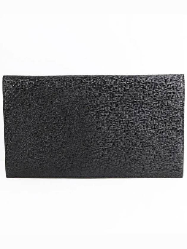 Uptown Grain de Poudre Embossed Leather Clutch Bag Black - SAINT LAURENT - BALAAN 3