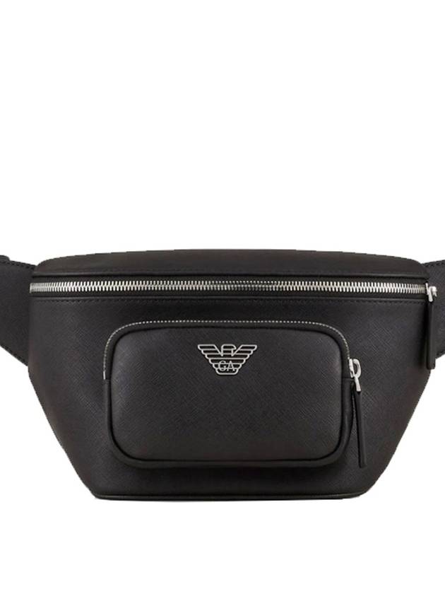 Men's Reclamed Leather Eagle Putty Belt Bag Black - EMPORIO ARMANI - BALAAN 4