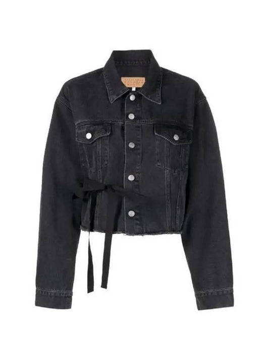 SS24 MM6 Margiela Frayed Hem Denim Jacket Black - MAISON MARGIELA - BALAAN 2