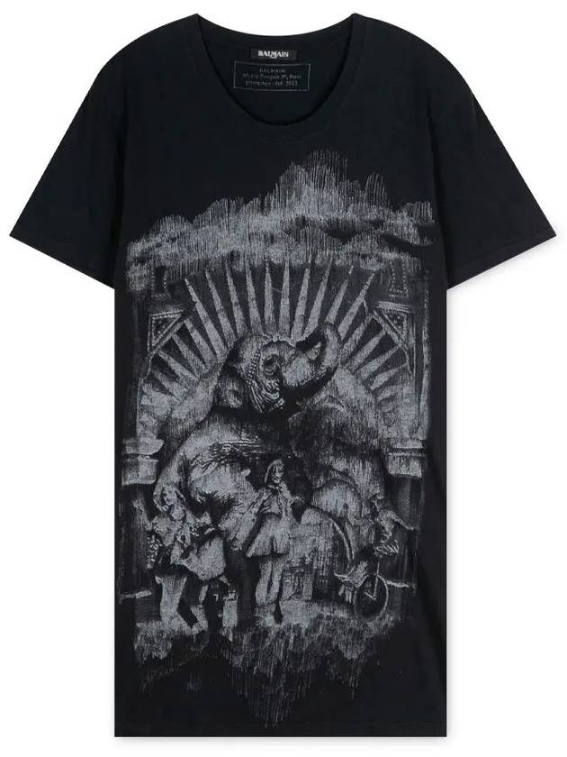 Elephant Print Short Sleeve T-Shirt Black - BALMAIN - BALAAN 2