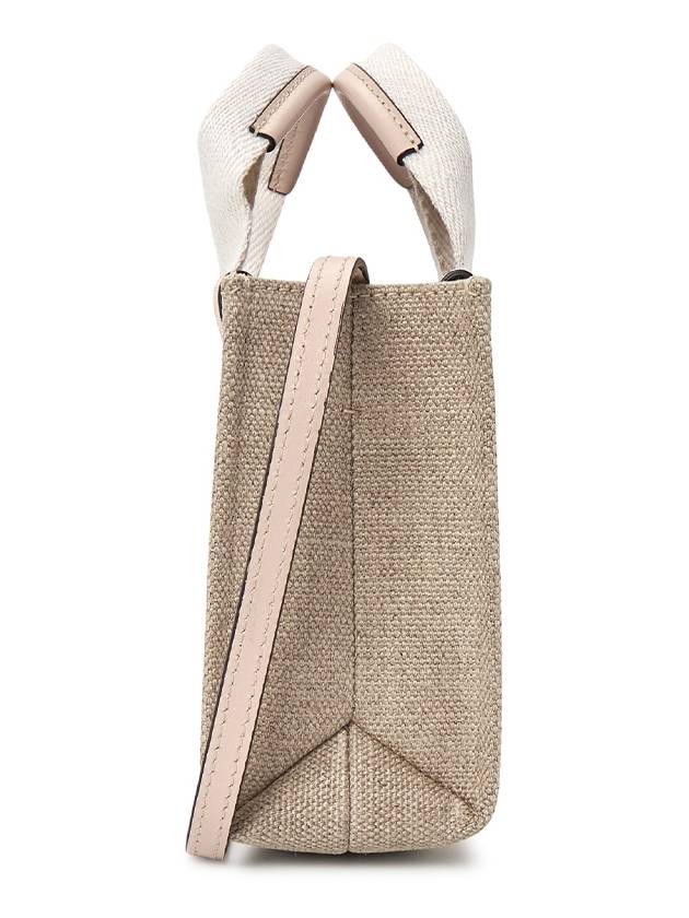 Woody Linen Canvas Calfskin Tote Bag Cement Pink - CHLOE - BALAAN 3