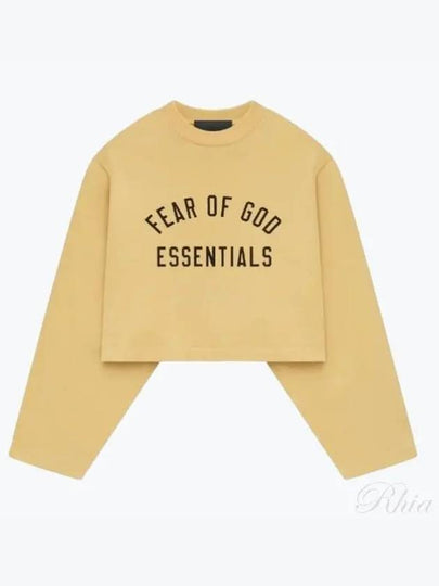 Logo Print Cropped Long Sleeve T-Shirt Yellow - FEAR OF GOD ESSENTIALS - BALAAN 2