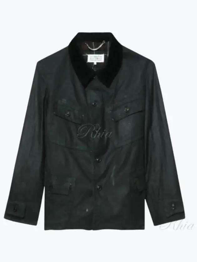 Men's Waxed Cotton Jacket Dark Green - MAISON MARGIELA - BALAAN 2