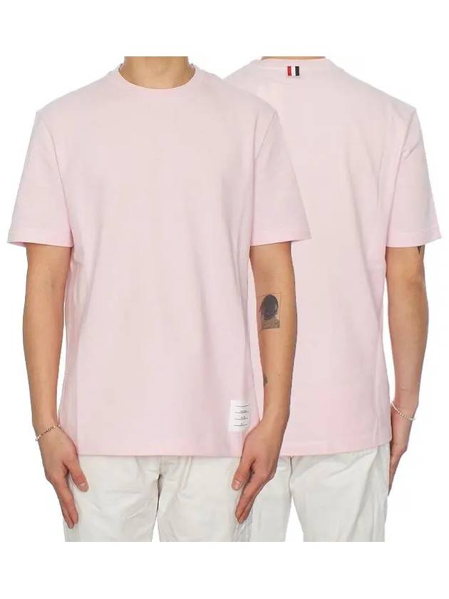 Men s side diagonal striped short sleeve t shirt light pink - THOM BROWNE - BALAAN 2