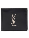 Logo Plaque Half Wallet Black - SAINT LAURENT - BALAAN 2