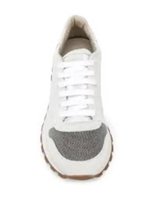 Suede Techno Fabric Runner Low Top Sneakers White - BRUNELLO CUCINELLI - BALAAN.