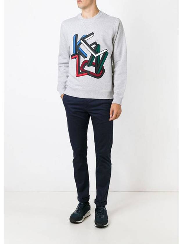 Multi-logo embroidered sweatshirt gray 4ME 5SW101 93 - KENZO - BALAAN 2