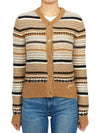 Striped Soft Wool Knit Cardigan Brown - GANNI - BALAAN 4