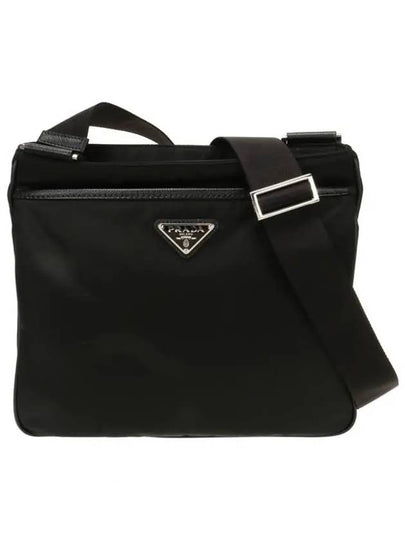 Triangle Logo Re-nylon Saffiano Leather Cross Bag Black - PRADA - BALAAN 2