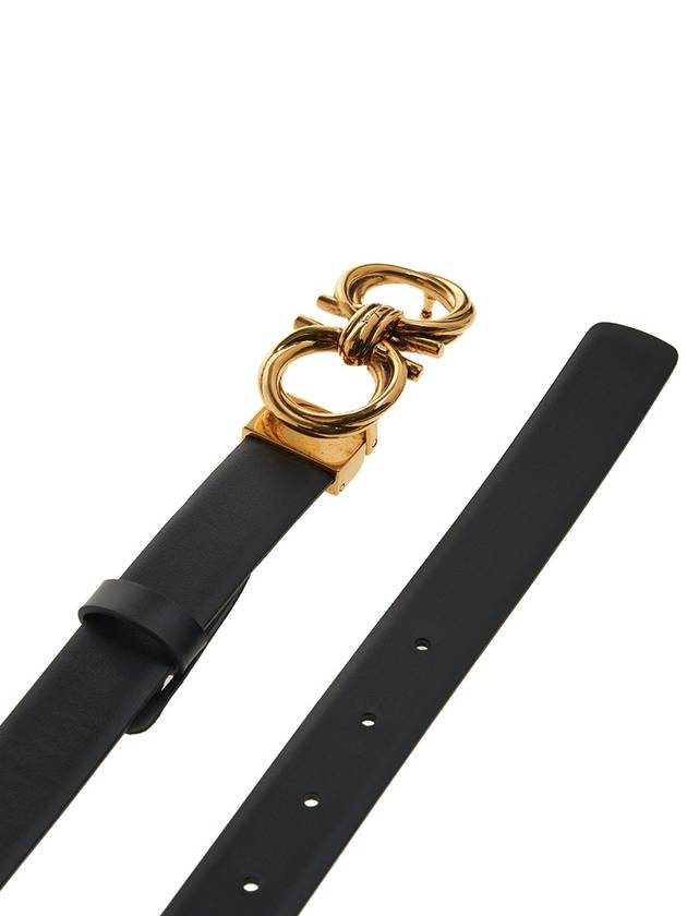 Adjustable Gancini Leather Belt Black - SALVATORE FERRAGAMO - BALAAN 10