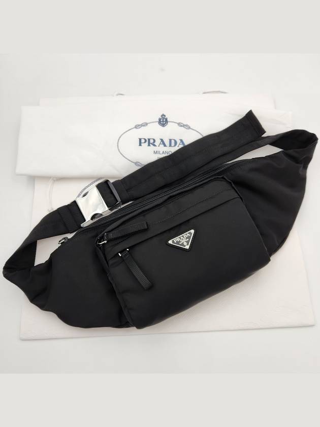 Testo Triangle Logo Nylon Belt Bag Black - PRADA - BALAAN 3