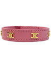 Triomphe Gold Finish Leather Bracelet Flamingo - CELINE - BALAAN 1