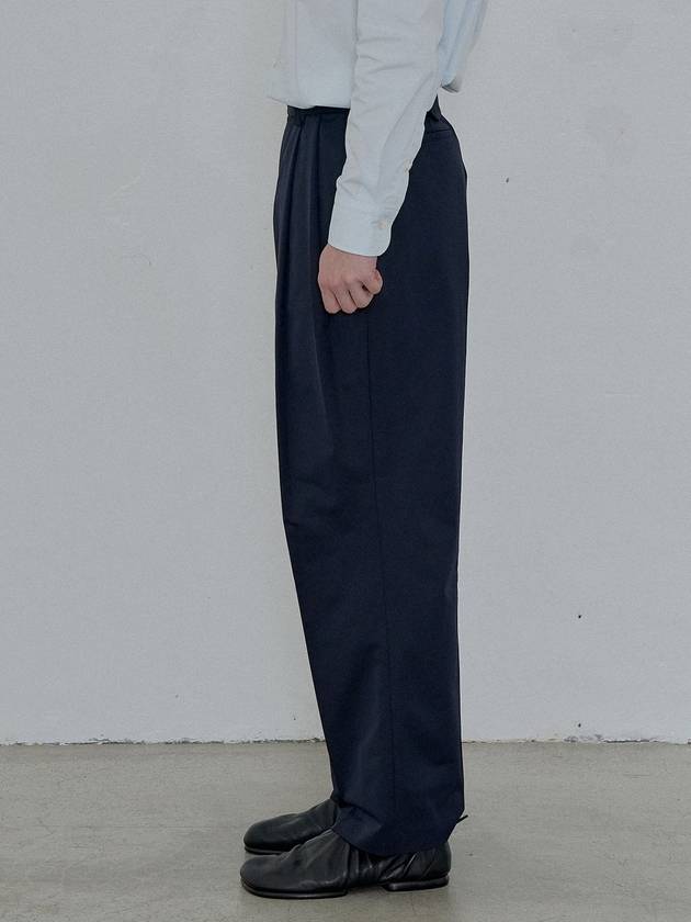 Men's Belted Two-Tuck Slacks Navy - FILLCHIC - BALAAN 4