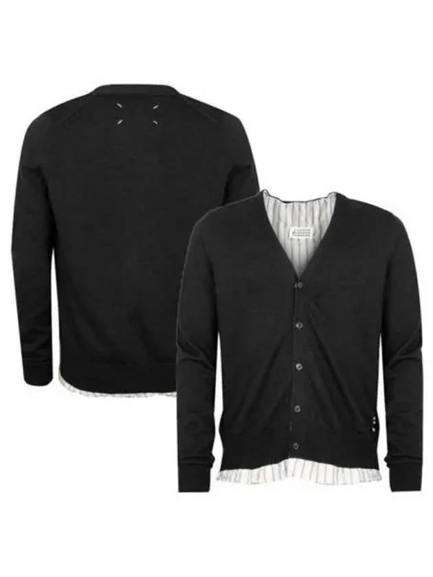 Stitched V-Neck Lining Cardigan Black - MAISON MARGIELA - BALAAN 2