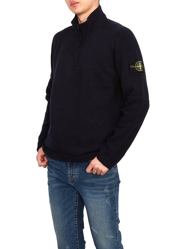 Wappen Patch Lambswool Half-Zip Knit Top Navy - STONE ISLAND - BALAAN 6