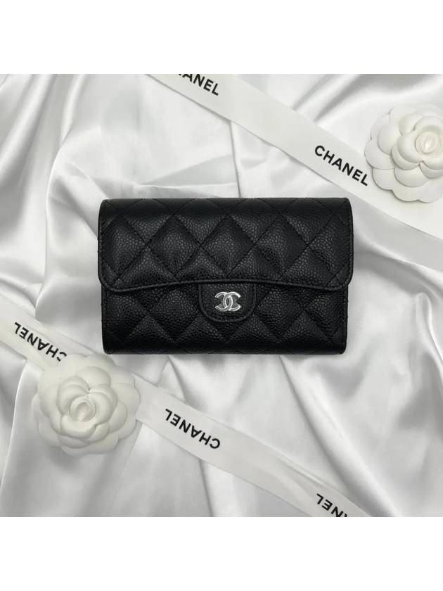 Classic Flap Wallet Grained Calfskin & Silver Black - CHANEL - BALAAN 2