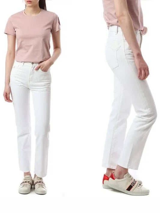back pocket logo denim straight jeans white - MONCLER - BALAAN.