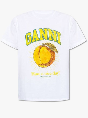 Ganni Printed T-shirt, Women's, White - GANNI - BALAAN 1