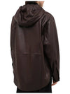 DPD3085 Chocolate Leather Hooded Jacket - DROME - BALAAN 4