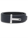 Sliver Soft Grain Leather T Icon Belt Dark Navy Black - TOM FORD - BALAAN 2